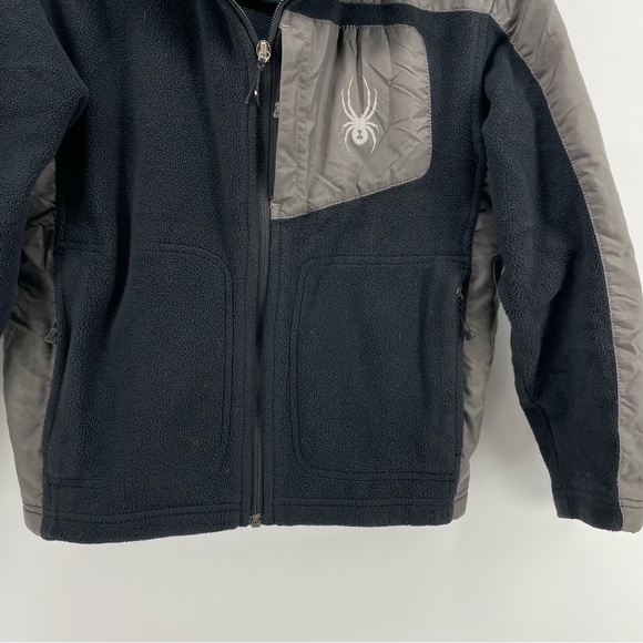 Spyder Black/Gray Fleece Zipped Jacket Kids M - Picture 3 of 5